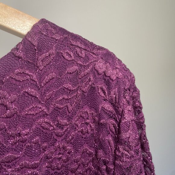 Alex Evenings Woman 16W Plum Lace Sequin Bodice Chiffon Mother Of Bride Dress - Picture 16 of 16